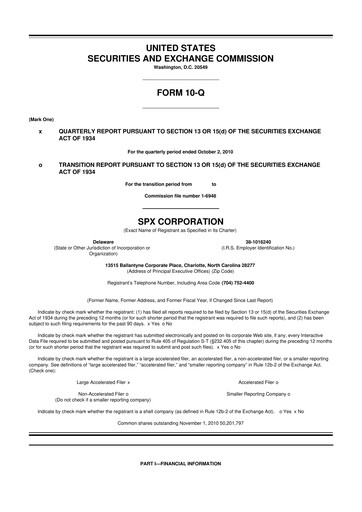Miniature SPX Technologies 10-Q Rapport trimestriel 2010 