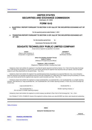 Thumbnail Seagate Technology 10-Q Quarterly Report FY2011 
