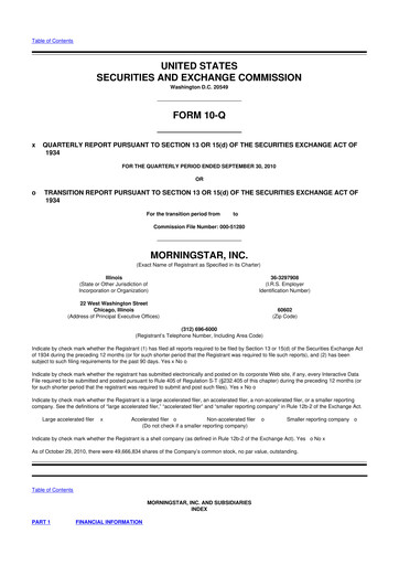 Vorschaubild Morningstar
 10-Q Quartalsbericht 2010 