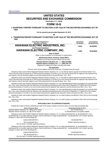Thumbnail Hawaiian Electric Industries 10-Q Quarterly Report FY2010 