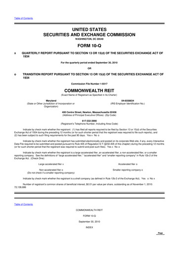 Vorschaubild Equity Commonwealth 10-Q Quartalsbericht 2010 