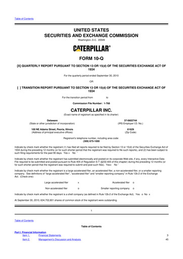 Thumbnail Caterpillar 10-Q Quarterly Report FY 