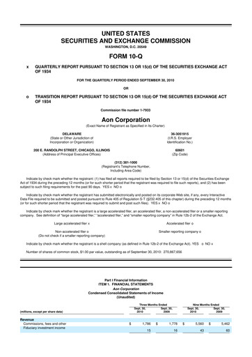 Vorschaubild Aon 10-Q Quartalsbericht 2010 