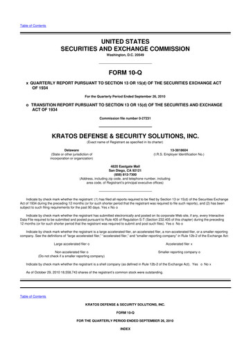 Thumbnail Kratos Defense & Security Solutions 10-Q Quarterly Report FY 