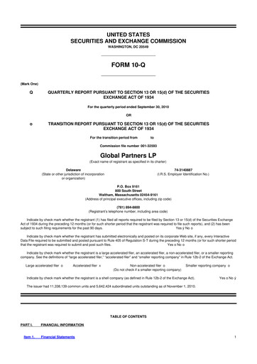 Thumbnail Global Partners LP 10-Q Quarterly Report FY 