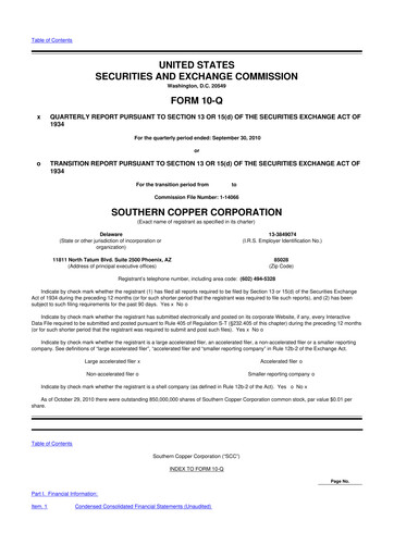 Thumbnail Southern Copper 10-Q Quarterly Report FY2010 