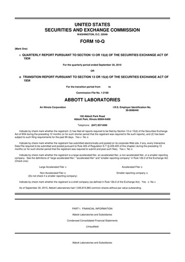 Thumbnail Abbott Laboratories 10-Q Quarterly Report FY2010 