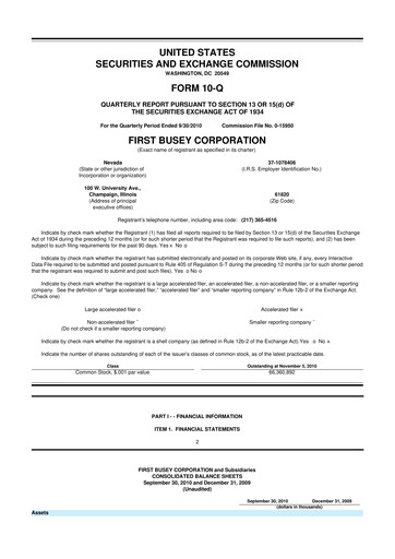 Thumbnail First Busey 10-Q Quarterly Report FY 