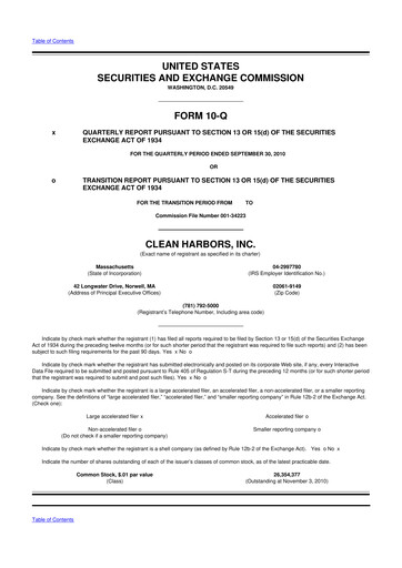 Thumbnail Clean Harbors
 10-Q Quarterly Report FY2010 