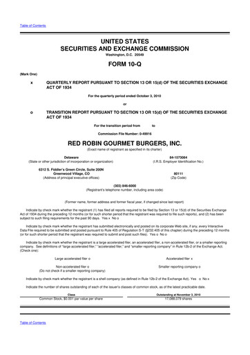 Thumbnail Red Robin
 10-Q Quarterly Report FY 