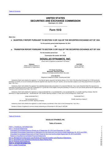 Thumbnail Douglas Dynamics
 10-Q Quarterly Report FY 