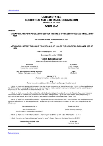 Thumbnail Regis Corporation
 10-Q Quarterly Report FY2011 