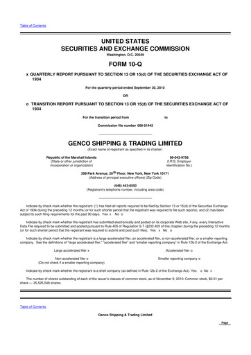 Vorschaubild Genco Shipping & Trading 10-Q Quartalsbericht 2010 