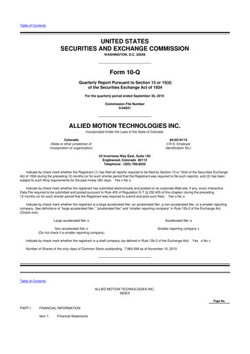 Thumbnail Allient 10-Q Quarterly Report FY 