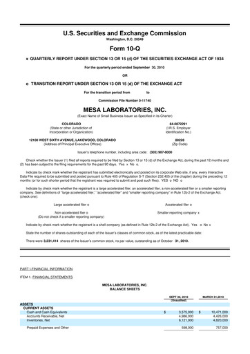 Thumbnail Mesa Laboratories 10-Q Quarterly Report FY 
