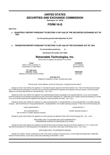 Thumbnail Retractable Technologies 10-Q Quarterly Report FY 