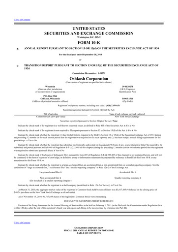 Thumbnail Oshkosh Corporation
 10-K Annual Report 2010