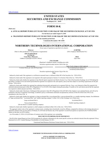 Thumbnail Northern Technologies International 10-K Annual Report 