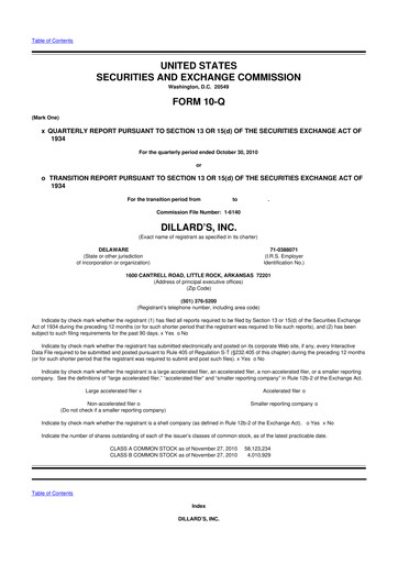 Miniature Dillard's
 10-Q Rapport trimestriel 2010 