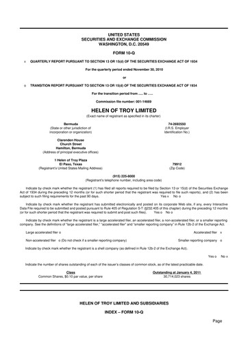 Vorschaubild Helen of Troy 10-Q Quartalsbericht  