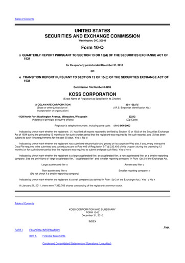 Thumbnail Koss 10-Q Quarterly Report FY 