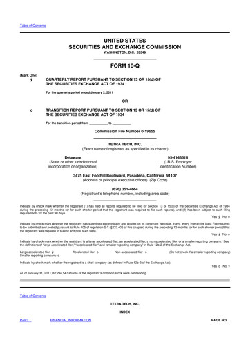Thumbnail Tetra Tech
 10-Q Quarterly Report FY2011 