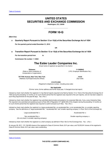 Miniature Estee Lauder 10-Q Rapport trimestriel 2011 