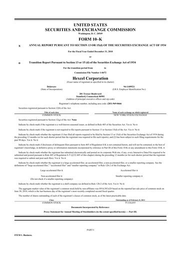 Thumbnail Hexcel
 10-K Annual Report 2010