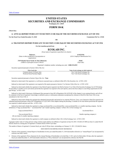 Thumbnail Ecolab 10-K Annual Report 2010