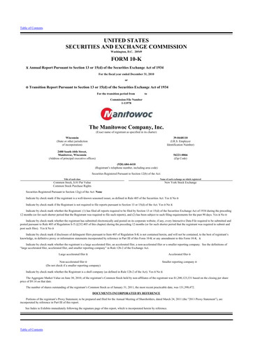 Thumbnail The Manitowoc Company
 10-K Annual Report 2010