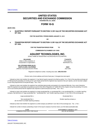 Vorschaubild Agilent Technologies 10-Q Quartalsbericht 2011 