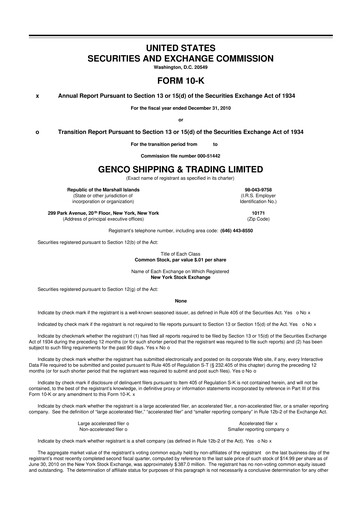 Thumbnail Genco Shipping & Trading 10-K Annual Report 2010