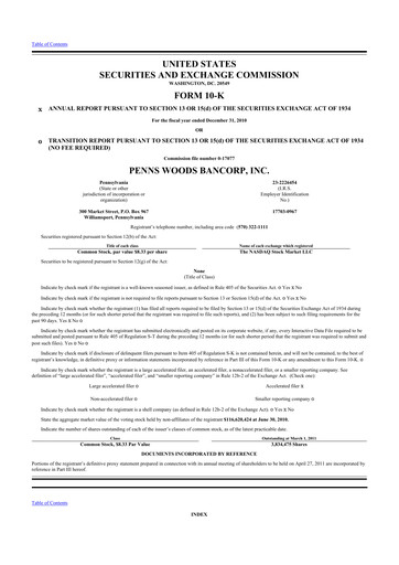 Thumbnail Penns Woods Bancorp 10-K Annual Report 