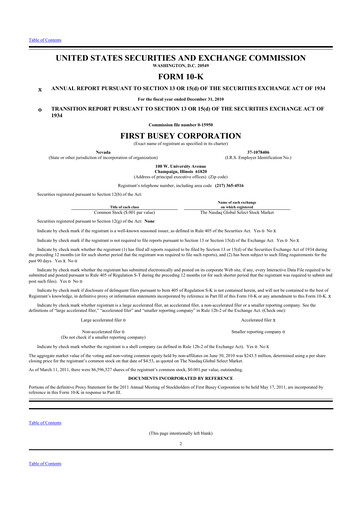 Thumbnail First Busey 10-K Annual Report 