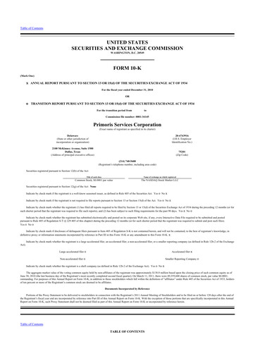 Thumbnail Primoris Services Corporation
 10-K Annual Report 