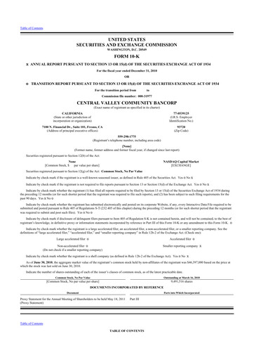 Thumbnail Community West Bancshares 10-K Annual Report 