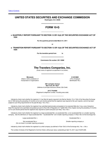 Thumbnail The Travelers Companies 10-Q Quarterly Report FY2011 