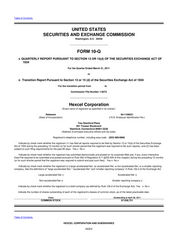 Thumbnail Hexcel
 10-Q Quarterly Report FY2011 