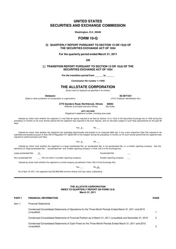Vorschaubild Allstate 10-Q Quartalsbericht 2011 