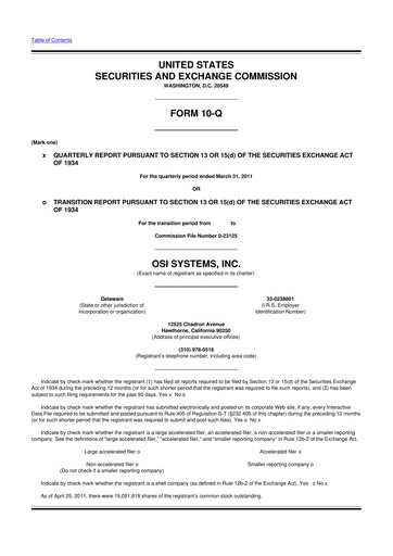 Thumbnail OSI Systems
 10-Q Quarterly Report FY 