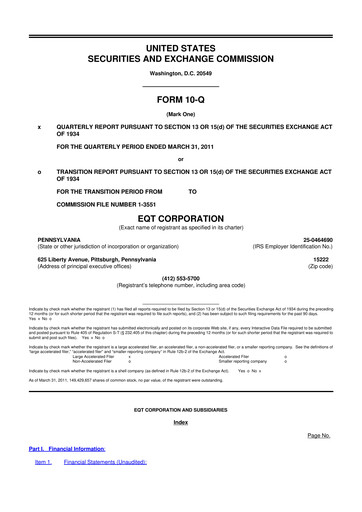 Vorschaubild EQT Corporation
 10-Q Quartalsbericht 2011 