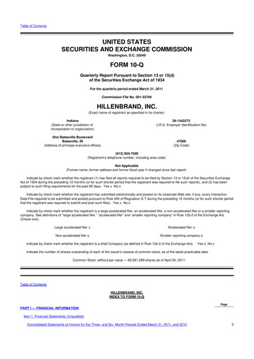Thumbnail Hillenbrand 10-Q Quarterly Report FY2011 