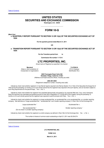 Thumbnail LTC Properties 10-Q Quarterly Report FY 