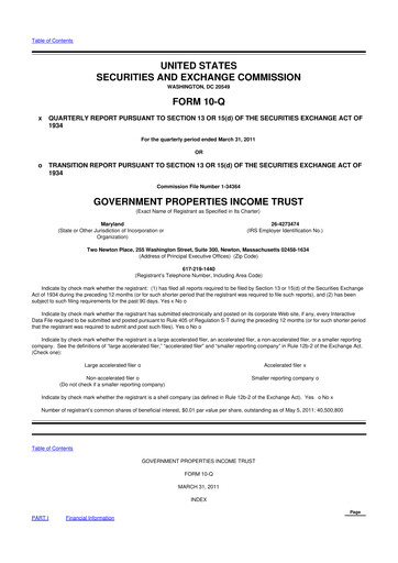 Vorschaubild Office Properties Income Trust 10-Q Quartalsbericht  
