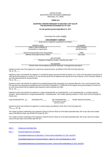 Thumbnail Erie Indemnity 10-Q Quarterly Report FY2011 