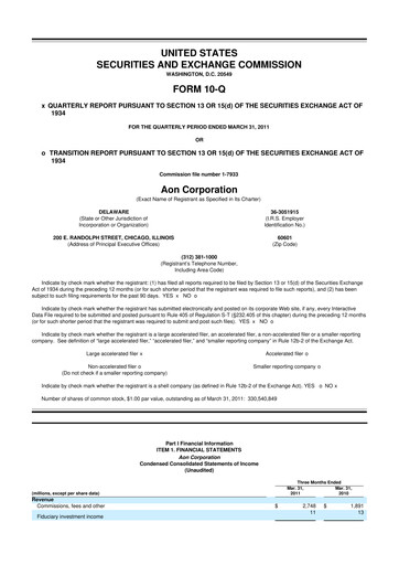 Vorschaubild Aon 10-Q Quartalsbericht 2011 