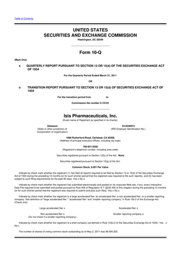 Vorschaubild Ionis Pharmaceuticals
 10-Q Quartalsbericht 2011 