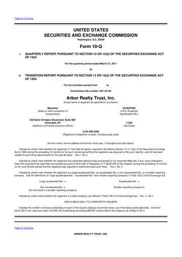 Vorschaubild Arbor Realty Trust
 10-Q Quartalsbericht  