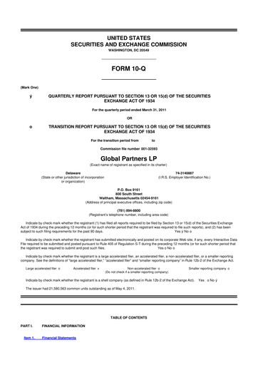 Thumbnail Global Partners LP 10-Q Quarterly Report FY 