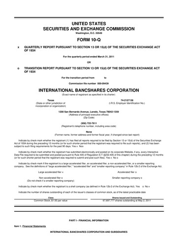 Thumbnail International Bancshares Corp 10-Q Quarterly Report FY2011 